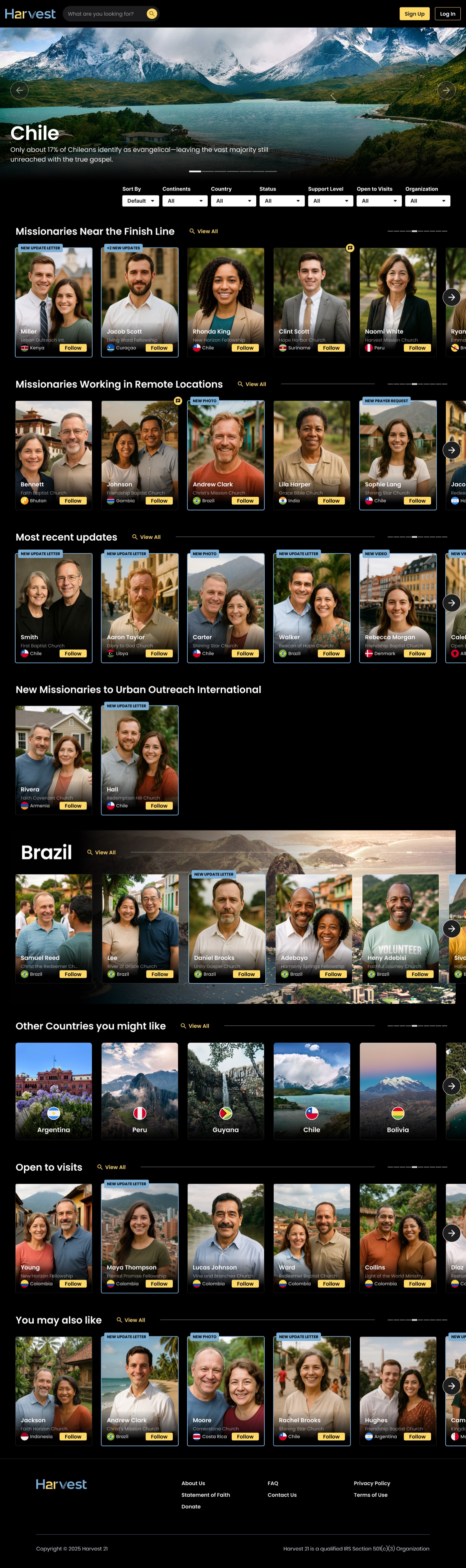 Harvest21 landing page